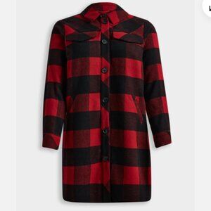 Torrid Wool Longline Buffalo Plaid Collared Shacket
